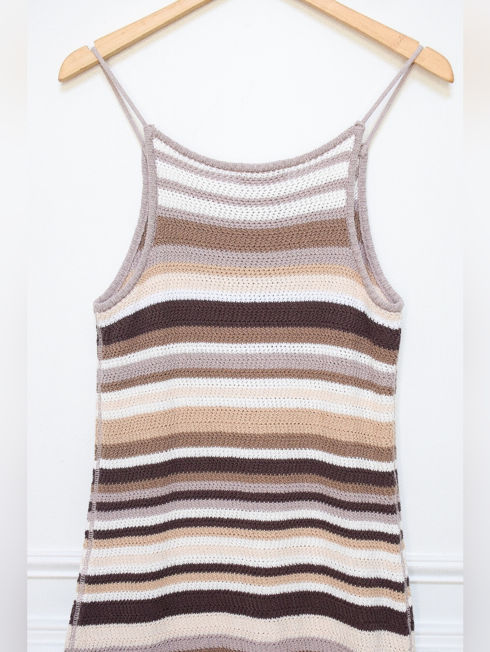 House of Harlow Crochet Maxi Dress Striped Brown Size M - Picture 6 of 9